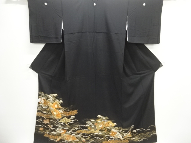 JAPANESE KIMONO / FAN / EMBROIDERED FLORAL / TREASURE MOTIF PATTERNS T